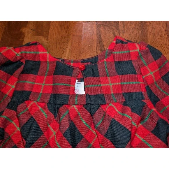 Disney Minnie Mouse Red Black Plaid Christmas Ruffled Dress LS Size 18M-2T Skate - Picture 6 of 8